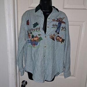 Casey&max fall design striped button Down shirt medium